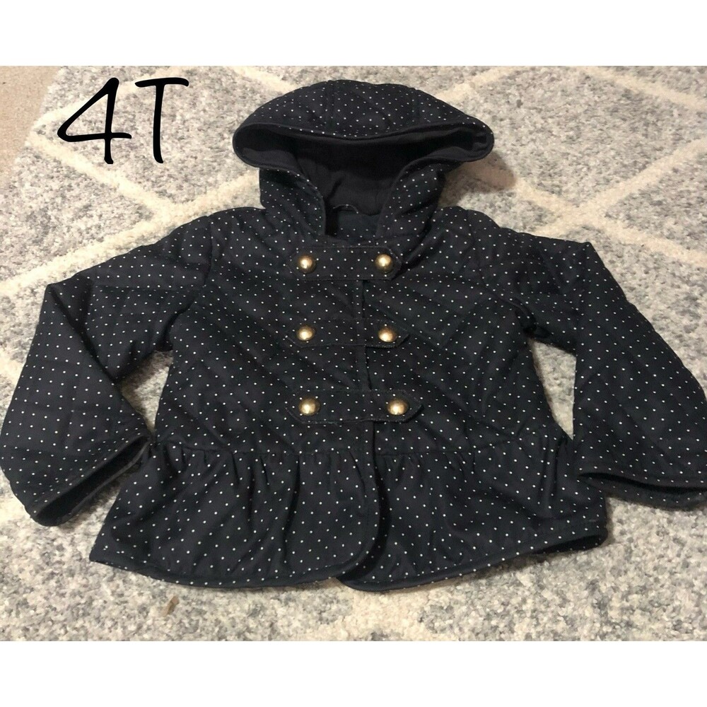 Gap Girls Black Quilted Peplum Jacket - Micro-Fleece Lined - Size 4T